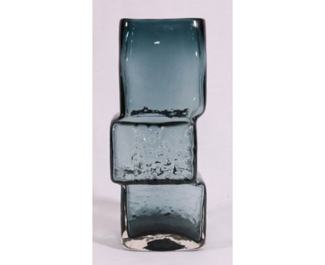 Drunken Bricklayer, glass vase by Geoffrey Baxter, large textured pewter colour, 1969-1972, size, 34cm CONDITION REPORT: Two 