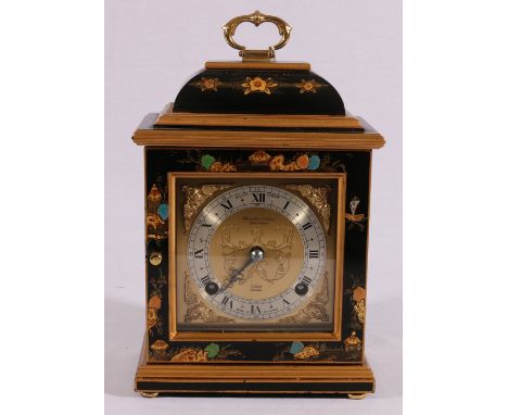 Hamilton and Inches Elliot mantel clock within Chinoiserie case, 27cm tall  CONDITION REPORT: Key present.  When wound seems 