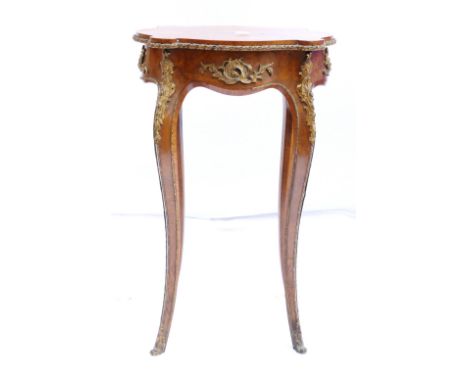 19th century walnut and rosewood French style lamp table with gilt metal mounts, 74cm. CONDITION REPORT: Two bits 7" and 8", 