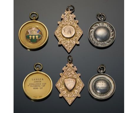 SHEFFIELD &amp; HALLAMSHIRE FOOTBALL ASSOCIATION.  TWO GOLD MEDALS awarded to George Frederick Wilkinson Snr and Jnr and a si