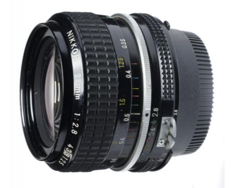 A NIKON NIKKOR F2.8 28MM LENS++Light scratches to mounts and body