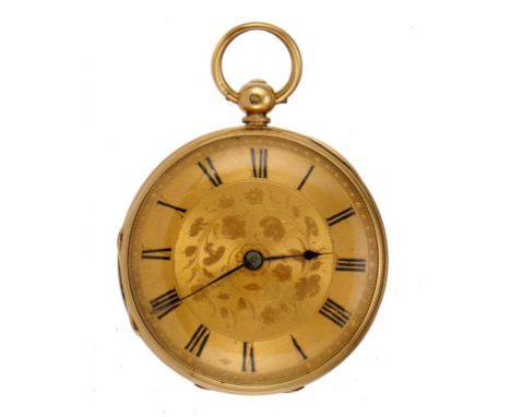 AN ENGLISH 18CT GOLD LEVER WATCH   J W THOMPSON, 14 PERCIVAL ST, CLERKENWELL  No3254  with fusee movement, engraved gold dial
