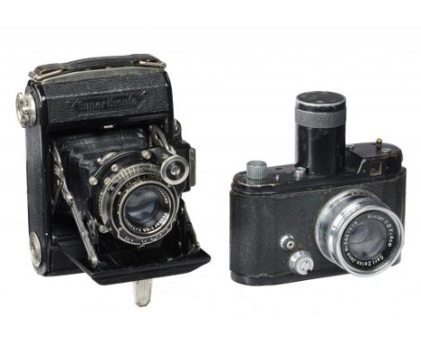 A BERNING 35MM ROBOT II CAMERA, C1940  No F50163-6   with Zeiss Biotar f2 40mm lens, leather erc and a Zeiss Ikon Super Ikont