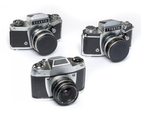THREE IHAGEE  SINGLE LENS REFLEX CAMERAS   comprising Varex IIa with Zeiss Pancolar f2 50mm lens, leather erc, Exakta VX 1000