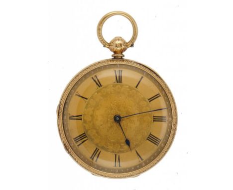 AN ENGLISH 18CT GOLD LEVER WATCH A &amp; J KLEISER,  39 STONEGATE, YORK  No 7045 with three quarter plate movement and engrav