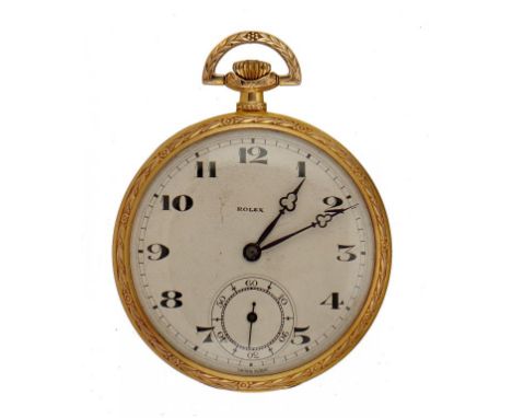 A ROLEX 9CT GOLD KEYLESS LEVER WATCH, C1930   with 15 jewel movement 747904, pierced and blued steel hands and decorated case