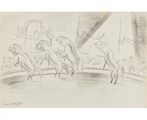 †DAME LAURA KNIGHT. DBE, RA, RWS (1877-1970) CIRCUS HORSES  signed, pencil, 19.5 x 29.5cm, unframed++One or two light brown f