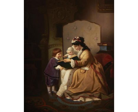 K VILLIER (19TH CENTURY) A PLEASANT HOUR  oil on canvas, 77 x 61.5cm++Apparently unlined and in good condition with localised