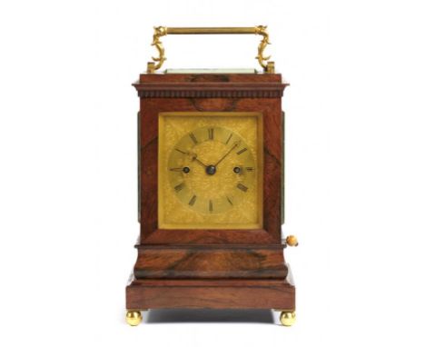 A FINE ENGLISH ROSEWOOD CARRIAGE CLOCK, PAYNE 163 NEW BOND ST LONDON, C1840  the five pillar chain-fusee movement with coiled