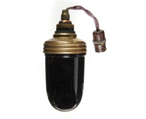 A ZEISS BRASS AND RUBINGLAS  DARKROOM SAFETY LAMP, C1920-30 18cm h++Slight oxidisation and corrosion on glass housing
