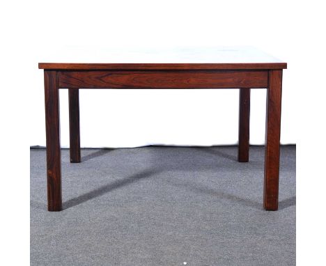 1970s Danish rosewood square coffee table, stenciled mark 'Møbel Intarsia Made in Denmark', 80cm square, height 50cm.CITES Ar