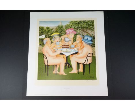 Beryl Cook (1926 - 2008) ' Tea in the Garden  ' Print, signed in pencil to the margin, published by Alexander Gallery Publica