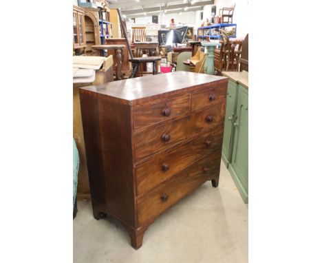 Large Early 19th century Mahogany Chest of Two Short over Three Long Drawers raised on bracket feet, 108cm wide x 51cm deep x