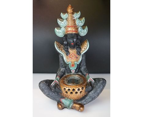 Tretchikoff 1959 first patent chalk ware table lamp, depicting an Oriental / Thai lady, original paint and bulb, replacement 