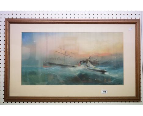 Mixed Media Painting of The Screw S ' Stretna ' on a gale, off the coast of Norway on 20th October 1864, painted by R Ward, 6