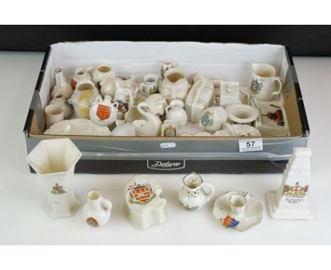 Collection of of over 30 items of crested china ware to include A&amp;S Stoke on Trent, W.H. Goss, Storr &amp; Son Carlton Ch