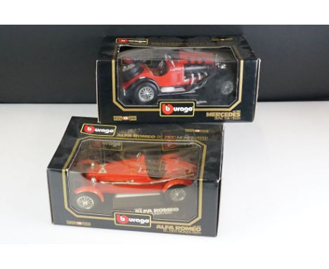 Two Boxed Burago Diamonds 1/18 scale Cars - Alfa Romeo 8C 2300 Monza (1931) and Mercedes Benz SSK (1928) 