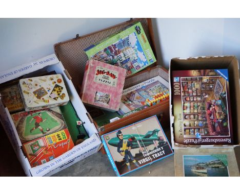 Collection of Jigsaws to including GWR, Chad Valley, Victory and Ravensburger plus a Collection of Games including Chad Valle