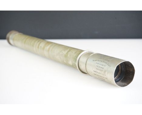 Early to Mid 20th Century H. Hughes &amp; Son Ltd of London nickel-brass single-draw Naval Officer's telescope model no. 8438