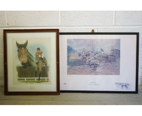 Snaffles Limited Edition Horse Racing Print titled ' Sandown, asking 'em the question ' no. 260/500, image 45cm x 31cm togeth