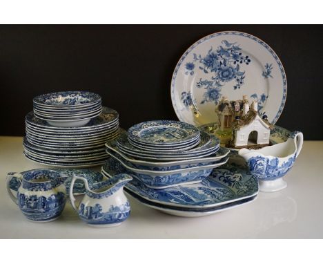 Collection of Copeland Spode and contemporary Spode Italian Blue &amp; White dinner ware to include 3 soup bowls, 9 lunch pla