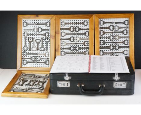 Breweriana - collection of 70+ metal bottle openers, within four wooden frames, to include Wadworth, Gibbs Mew, Lamb, Henley,