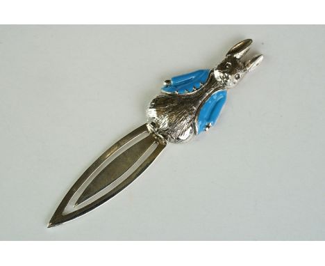 Silver and enamel Peter Rabbit style bookmark 