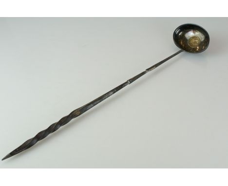 A hallmarked sterling silver Georgian toddy ladle inset with with King George III coin. 