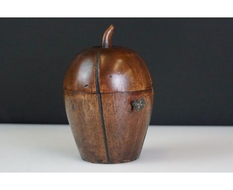 Georgian style fruitwood melon shaped tea caddy 