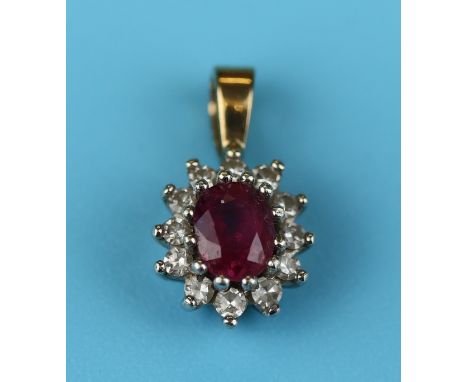 Gold ruby &amp; diamond pendant