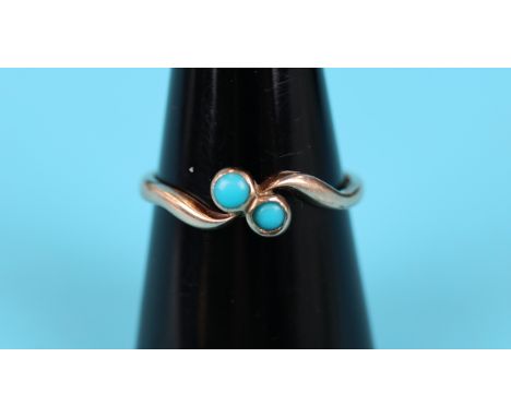 Antique gold turquoise twist ring (Size: O½)