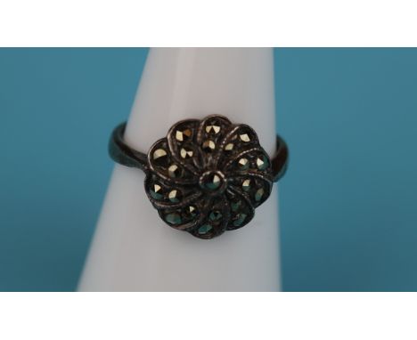 1930's silver marcasite ring (Size: K)