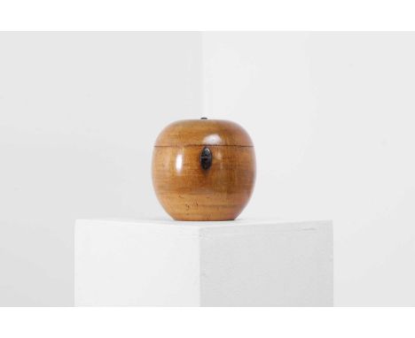 A George III fruitwood apple-shaped tea caddy, early 19th century, 12cm diameter13cm highCondition ReportWith key. Lock not c