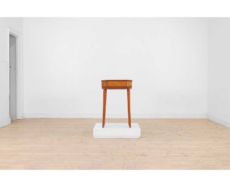 A Sheraton period inlaid satinwood occasional table,  late 18th century and later, the canted rectangular top above a short d