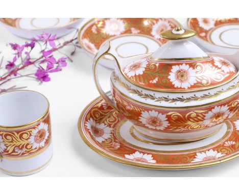 A Regency Spode porcelain tea service, first quarter of the 19th century, decorated in pattern '878', for a twelve-place sett