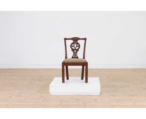 A miniature mahogany Chippendale-style single chair, late 19th century, with a vase-shaped pierced splat, over a drop-in seat