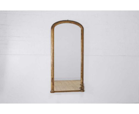 A giltwood overmantel mirror, 19th century, of slender proportions with acanthus moulding,74cm wide147cm highProvenance: The 