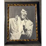 Signed Elvis Presley Performing Live–1971 International Hotel Las Vegas – Framed Photo Print