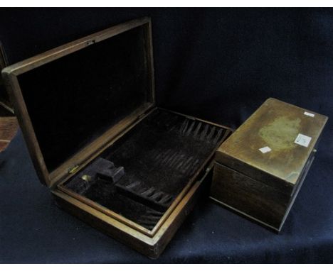 19th Century mahogany tea caddy, together with a mahogany cutlery box. (2)(B.P. 24% incl. VAT)