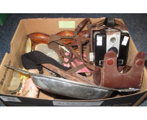 Box of oddments, including Box Brownie camera and other items, various and assorted.(B.P. 24% incl. VAT)