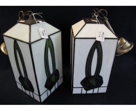 Pair of Art Nouveau style glass ceiling light shades. (B.P. 24% incl. VAT)