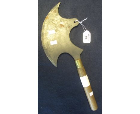 Early 20th Century butchers cleaver or axe with oak handle and brass collar. (B.P. 24% incl. VAT)