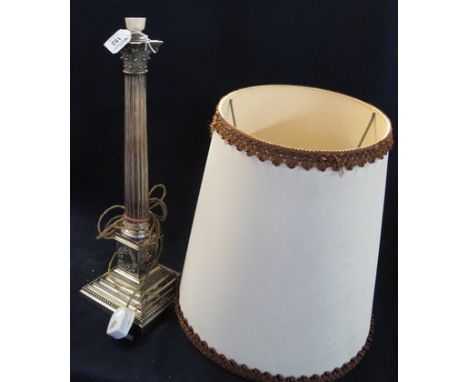 Silver plated corinthian column design table lamp, probably originally an oil lamp base. (B.P. 24% incl. VAT)