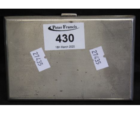Silver engine turned cigarette case. Birmingham hallmarks, 6 troy ozs approx.(B.P. 24% incl. VAT) CONDITION REPORT: some wear