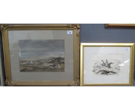 Richard Langford Lear, 'Vale of Aeron foxhounds', signed with a monogram, watercolours. 27.5 x 37cm approx. Together with a h