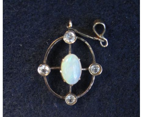 Edwardian opal pendant with white sapphires.(B.P. 24% incl. VAT)