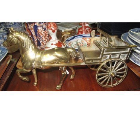 Brass model study of a horse and carriage. (B.P. 24% incl. VAT)