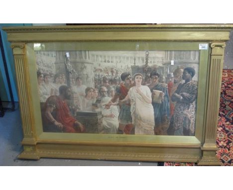 Gilt framed over mantel panel with coloured print 'Diana or Christ', overall 105 x 70cm approx. (B.P. 24% incl. VAT)