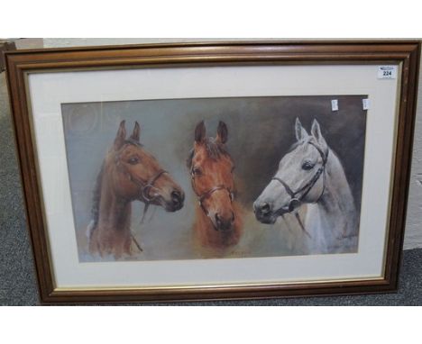 After Sally Crawford, famous racehorses, Arkle, Redrum and Desert Orchid, coloured print. 37 x 63cm approx. (B.P. 24% incl. V