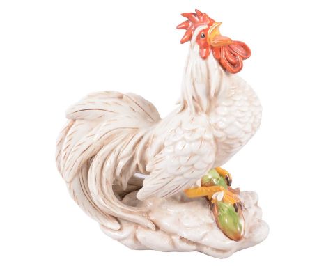 Capodimonte porcelain model of a cockerel, 22cm.